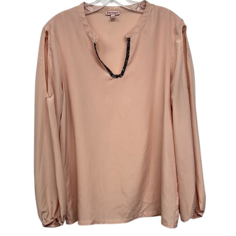 Women's Juicy Couture Pink Embellished Notch Neck Size Large (L)